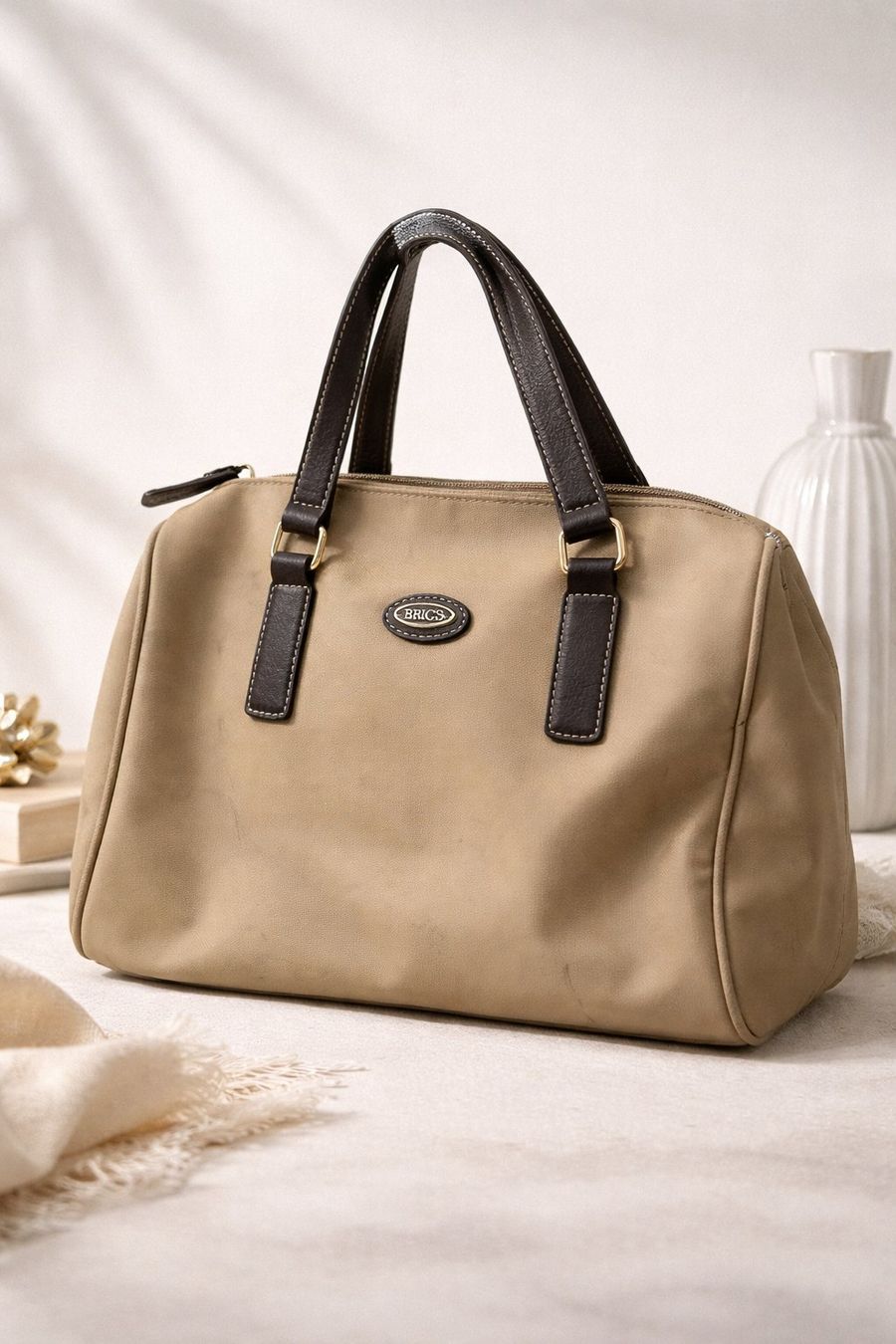 Brics Borse da donna: Bric's Handtasche beige mit Ledergriffen – Usato da Zürich venduto da srahpohl