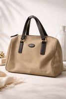 Bric's Handtasche beige mit Ledergriffen