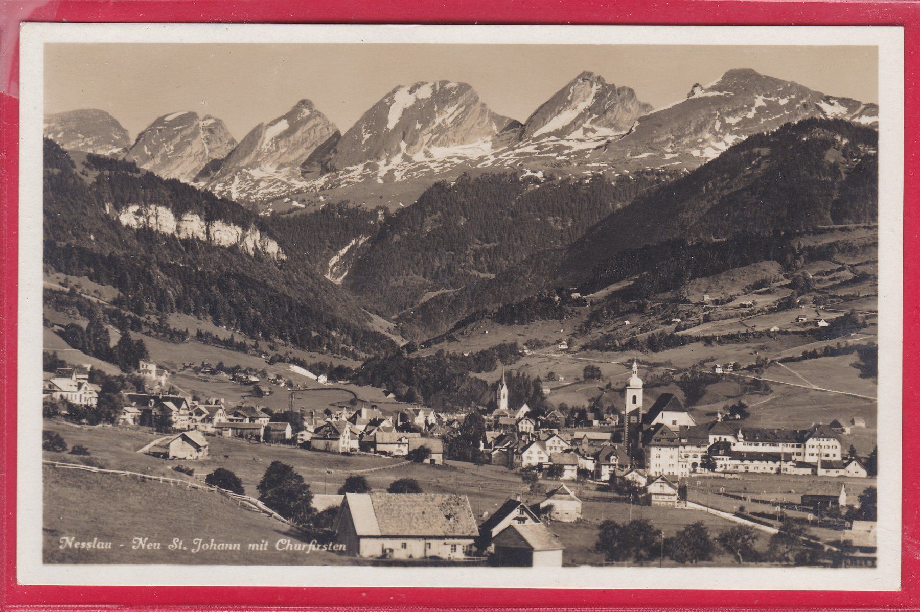 Cartoline postali: NESSLAU - NEU ST.JOHANN MIT CHURFIRSTEN – Usato da Oberrieden venduto da Gebirgsstelze