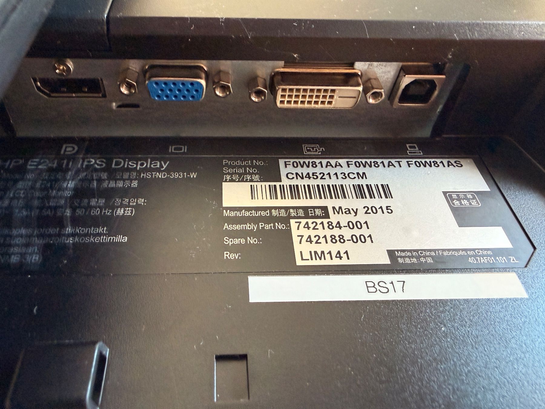 Hewlett Packard Ecrans: HP EliteDisplay E241i – D'occasion à Horw par cur_p5y7 2