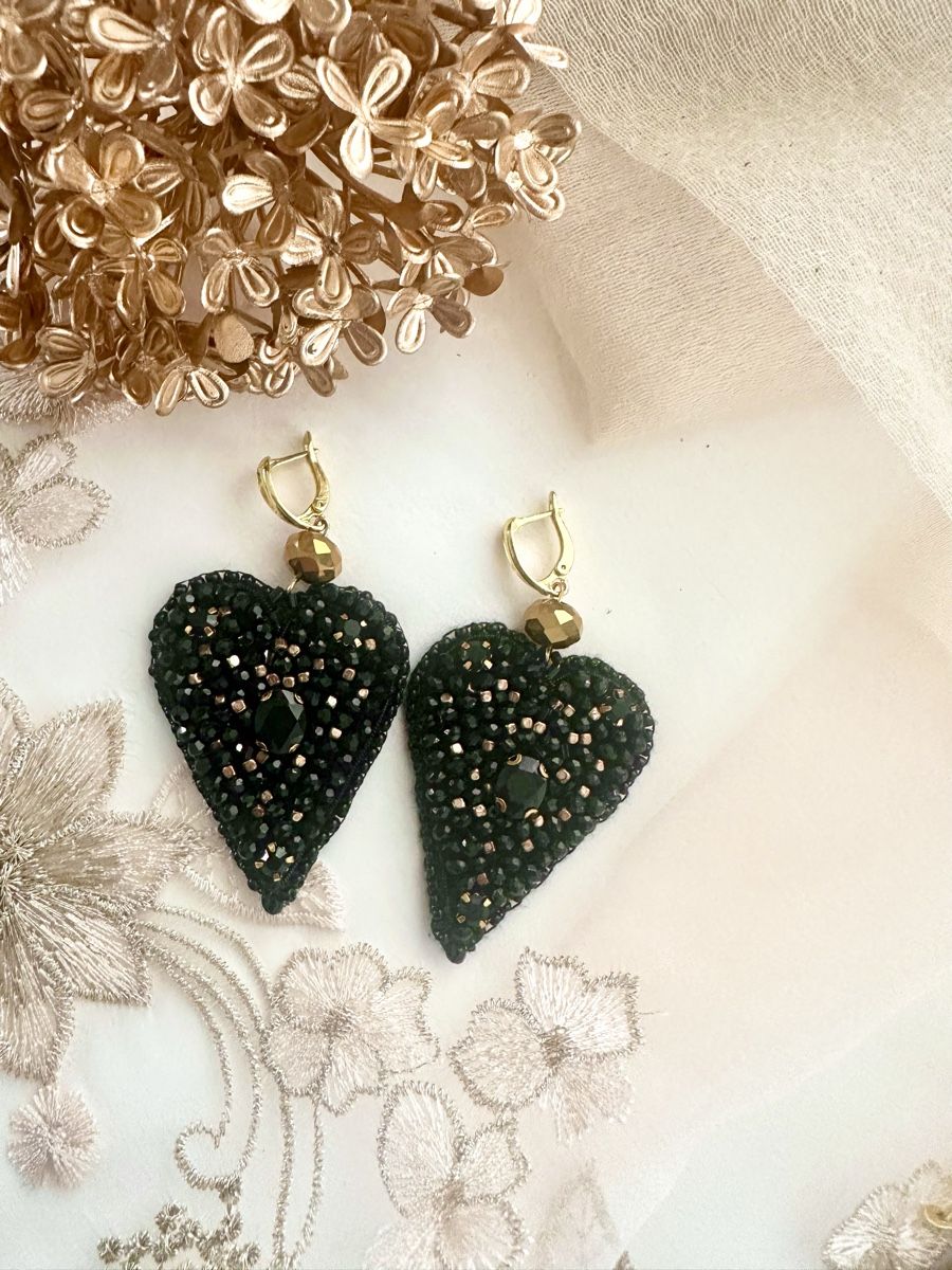 Orecchini pendenti & Orecchini a lobo: Black Heart Shaped Statement Earrings. Handmade by beads – Nuovo (secondo la descrizione) da Oftringen venduto da Eylem79 6