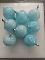 Weihnachten 8 Stk.Kugeln hellblau Glitzer