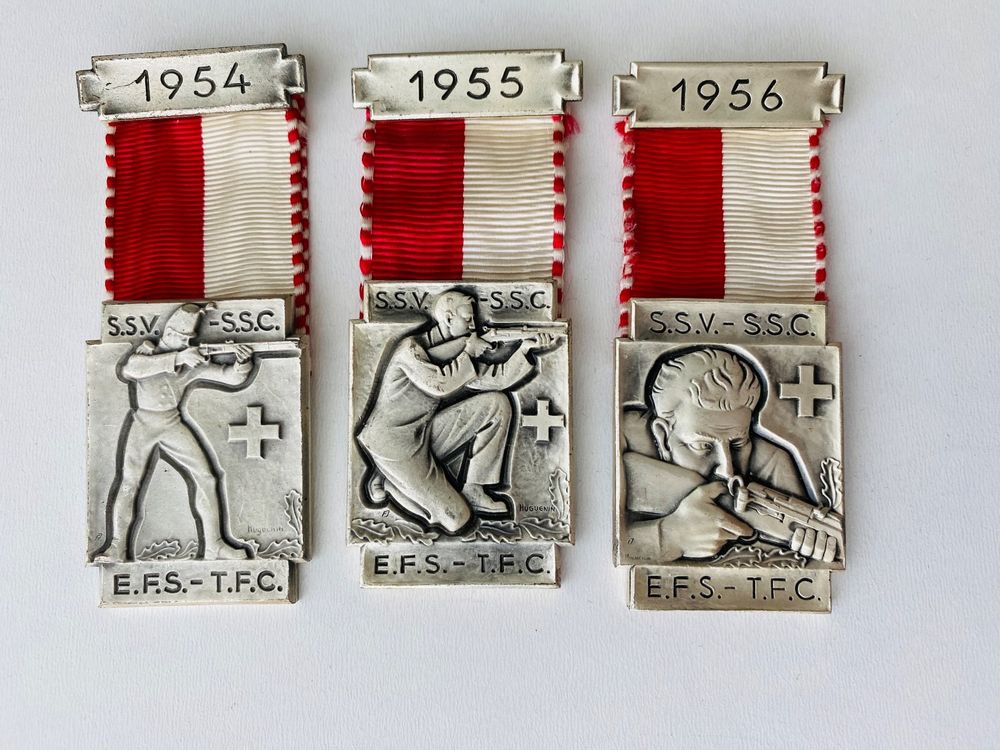 1954 1955 1956 Eidg. Feldschiessen Kranz Abzeichen Schützen | Kaufen ...