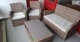Gartenlounge Rattan-Optik 4-teilig mit Tisch