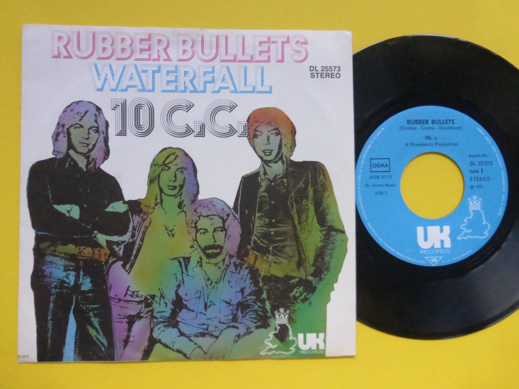 Dischi in vinile: 10 c.c. – Rubber Bullets / Waterfall – Usato da Zürich venduto da Swiss57