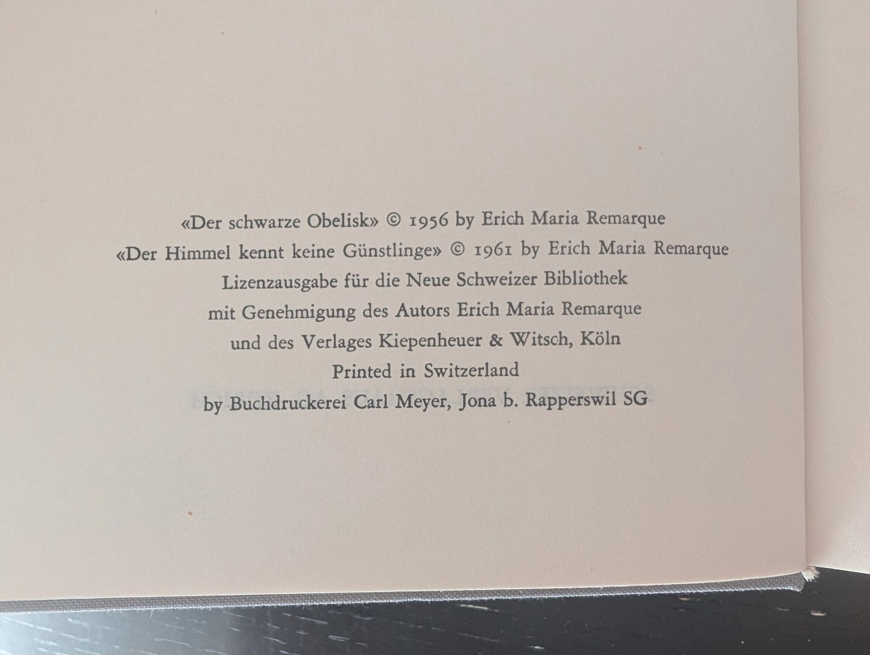 Livres: Der schwarze Obelisk - Remarque – D'occasion à Thalwil par sultan03 5