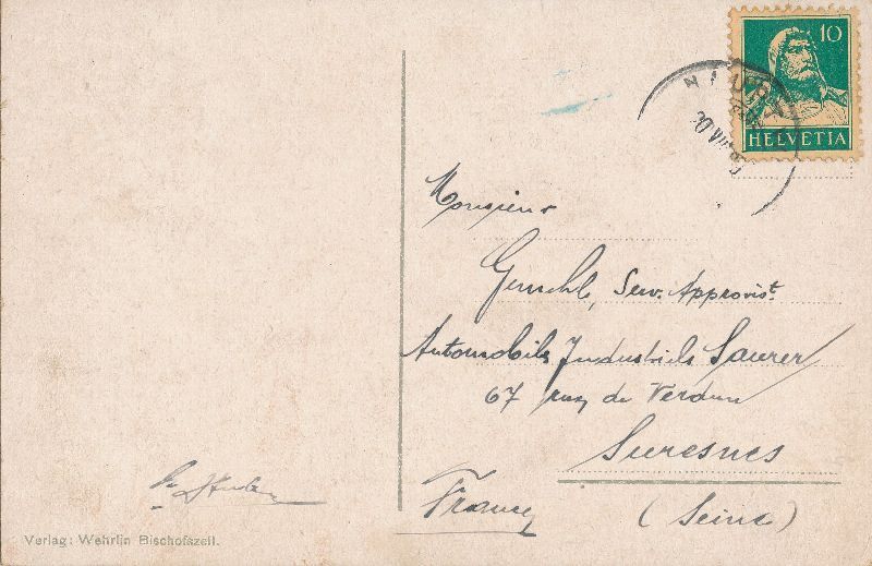 Cartoline postali: Bischofszell mit Säntis + 1929 – Usato da Emmenbrücke venduto da teestube 1