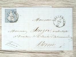 TR04 Enveloppe + Timbre Suisse 1866