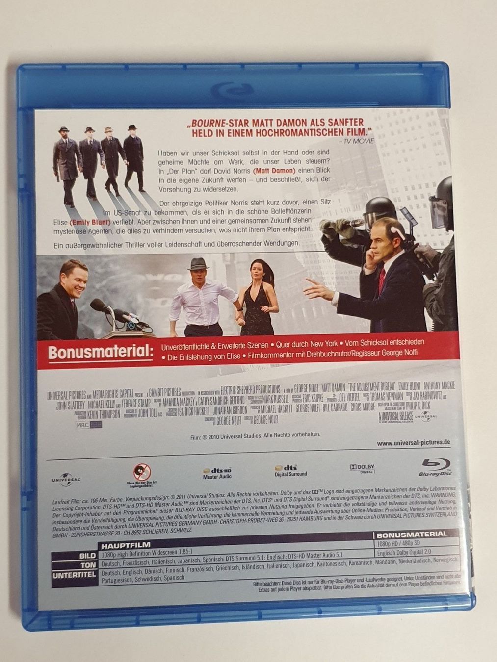 Tutti i DVDs: Der Plan BluRay mit Matt Damon – Usato da Oberdorf BL venduto da BaldenEagle 1