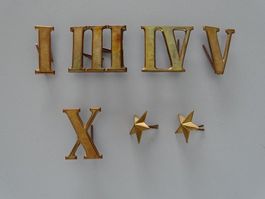 Tschako - Käppi Zahlen / Sterne Messing, römische Zahlen