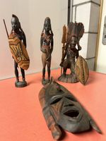 Afrikanische Holzfiguren und Maske, Handarbeit Set!
