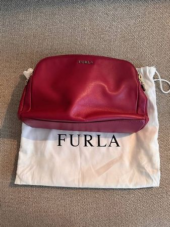 FURLA Crossbody Bag Gold Chain Leather Pink