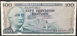 100 Isländische Kronen, 1961, Seltene Banknote, Top Zustand