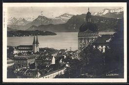 AK Luzern, Strassenpartie mit Kirche