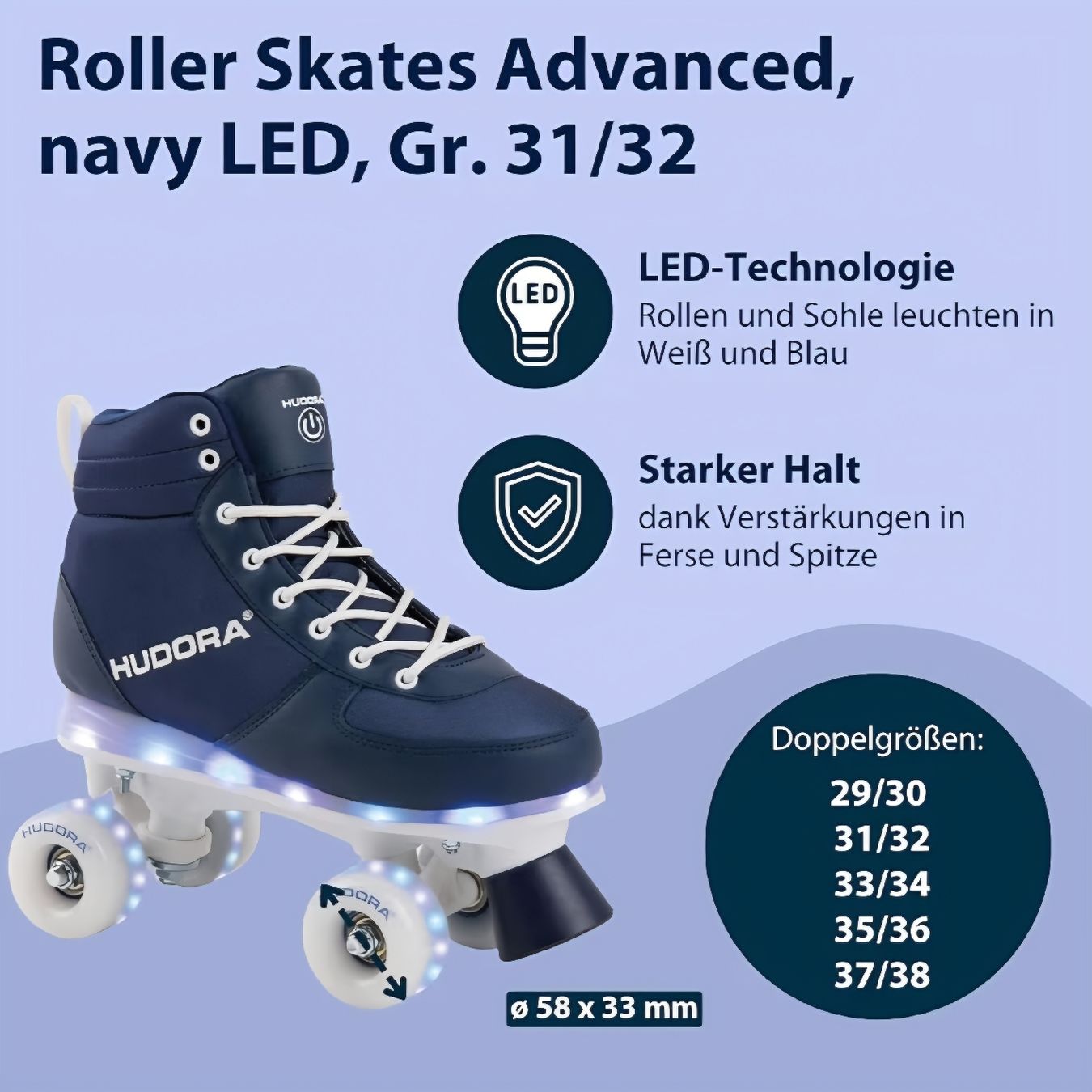 Pattini in linea & Pattini a rotelle: Hudora Rollschuhe »Advanced« LED in Navy. – Usato da Liestal venduto da sbliestal 6