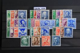 PJ Serien Postfrisch ** 1933 - 1942                 Los 6320
