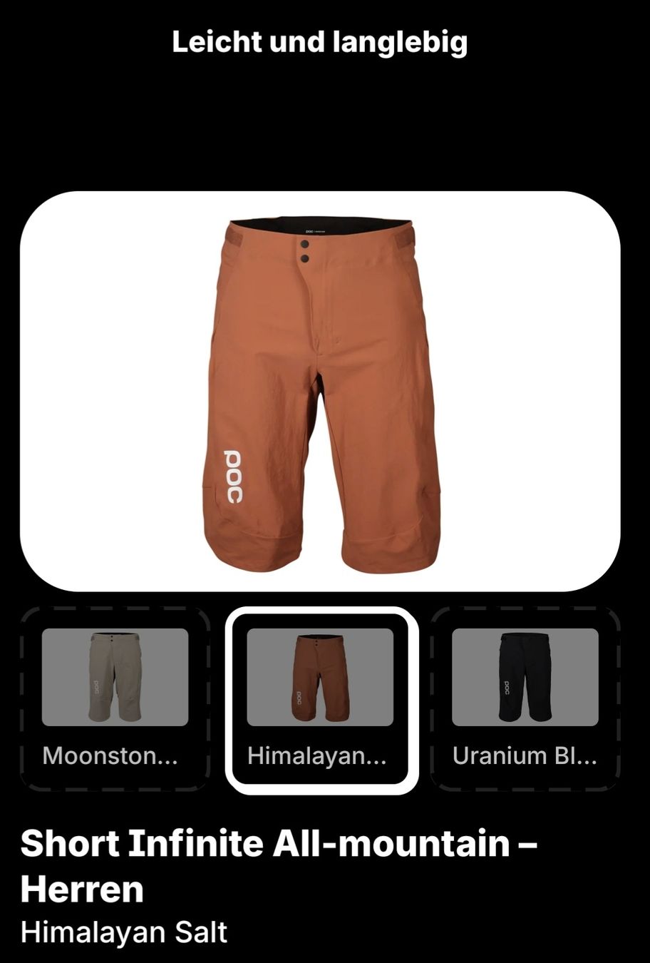 Poc Pantaloni: POC Short Infinite All-mountain Herren Grösse L – Nuovo (secondo la descrizione) da Seewis-Schmitten venduto da Wurf 4