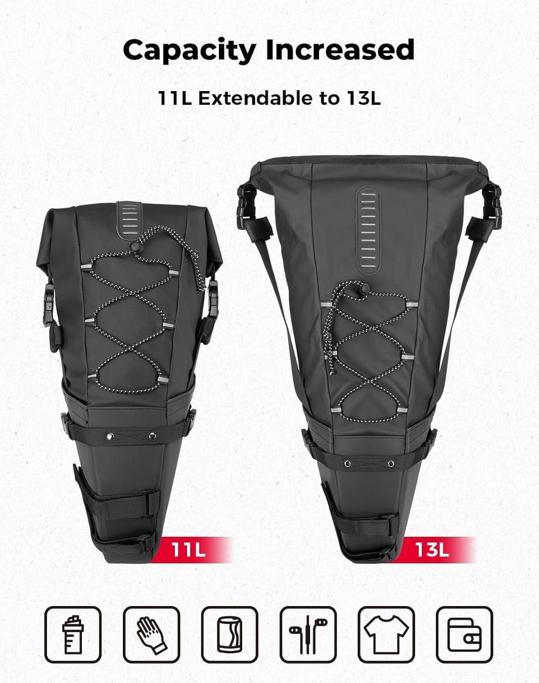 Taschen: KEMIMOTO Fahrradtasche Satteltasche 11L wasserdicht Schwarz – Neu und originalverpackt aus Suhr von SchnapperCH 2