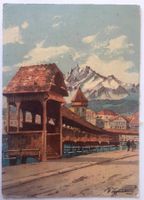 Alt-LUZERN Künstler-AK Kapellbrücke