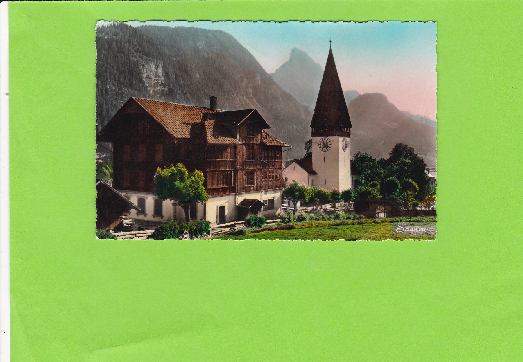 Ansichtskarten: Saanen-Kirche – Gebraucht aus St. Peterzell von neckertal