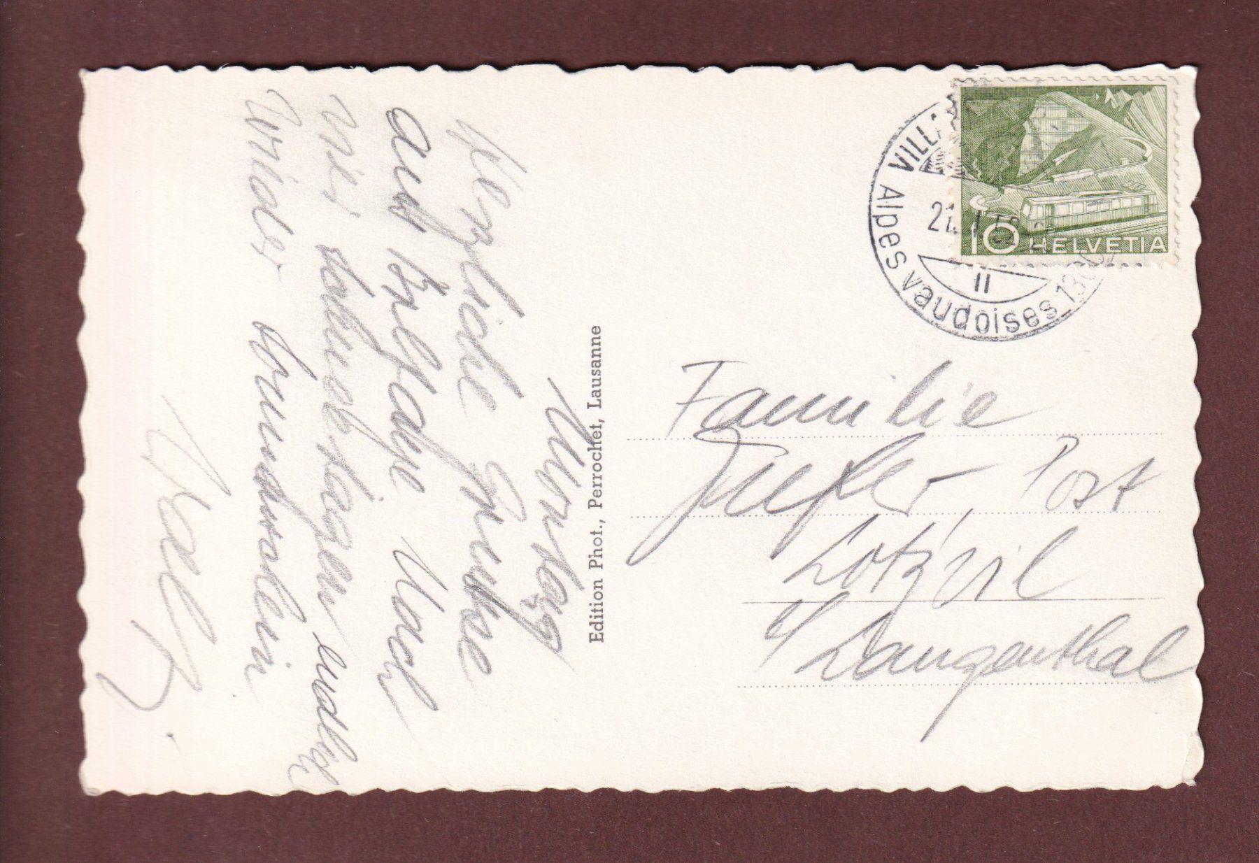 Cartoline postali: COL DE BRETAYE - 1952 – Usato da Pully venduto da nicecards-shop 1