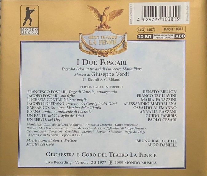 CD: Verdi - I due Foscari (Bruno Bartoletti) – Usato da Grüningen venduto da azulblanco 1