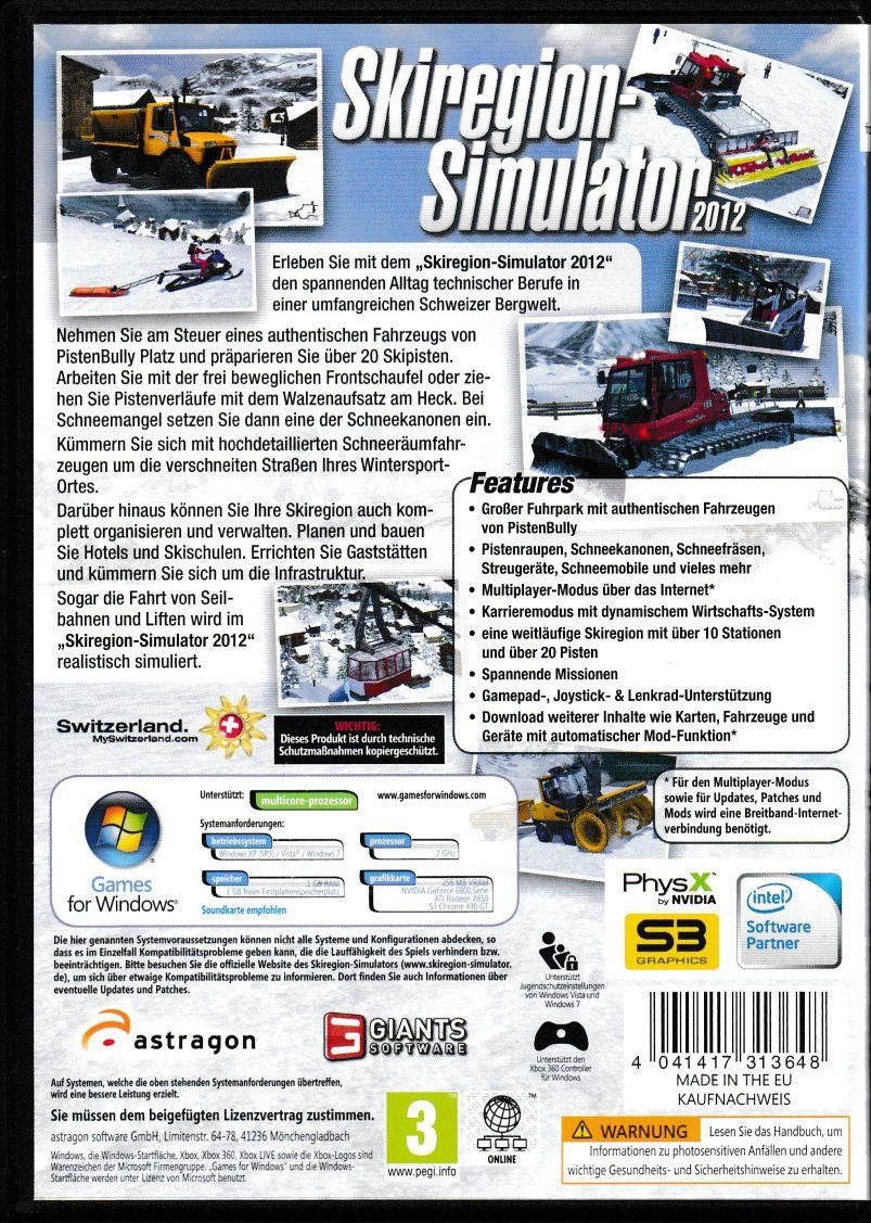 Spiele: PC CD-ROM Skiregion Simulator 2012 – Gebraucht aus Oberentfelden von AirCargo04 1