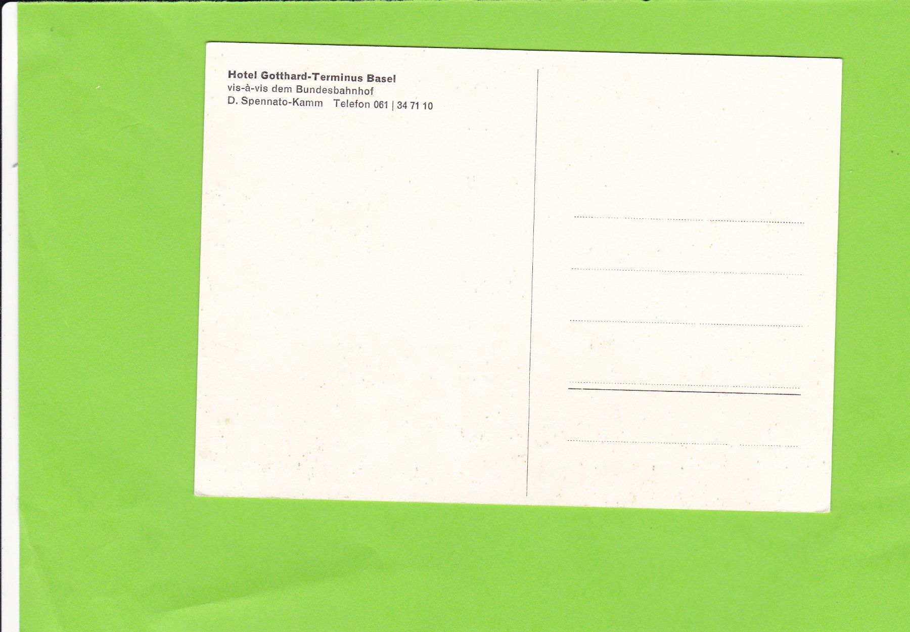 Cartoline postali: Hotel Gotthard-Terminus, Basel – Usato da St. Peterzell venduto da neckertal 1
