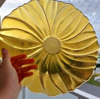 Dekorative Glasplatte Blüte, 30cm, Sommer Deko, Rarität!