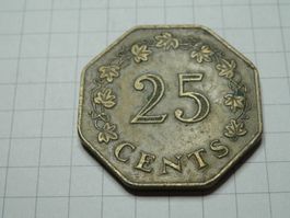 Malta 25 Cent, 1975 1. Jahrestag - Republik Malta Rarität!