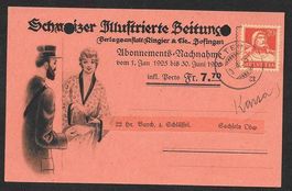 Zofingen illustrierte Nachnahme-Postkarte Olten 3.1.1925