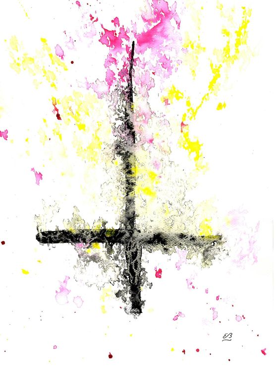 Tuschezeichnung: Falling cross | Kaufen auf Ricardo