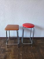 2x Vintage Retro Barhocker Hocker Metall rot braun 70er Jahr