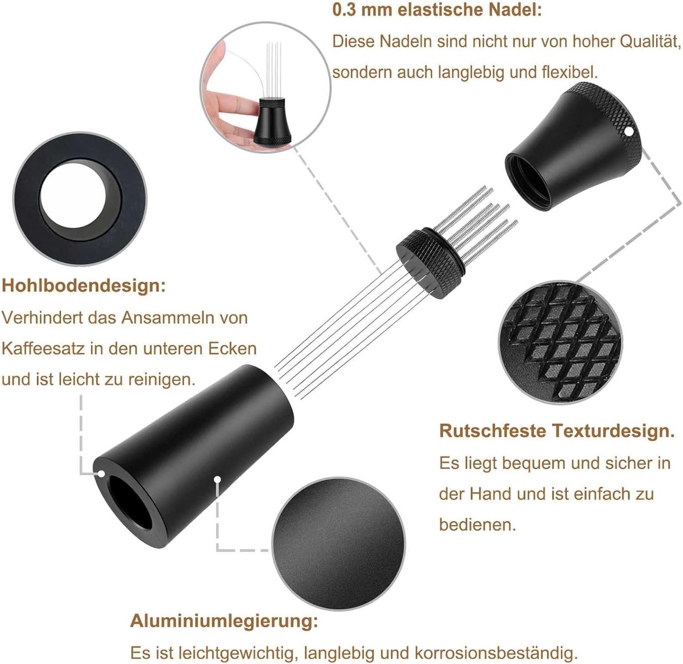 Macchine per caffè & Macchine per espresso: Wdt Tool Kaffee Distributor mit Ständer mit 7 Espresso Nadel – Nuovo (secondo la descrizione) da Thun venduto da thunshop 5