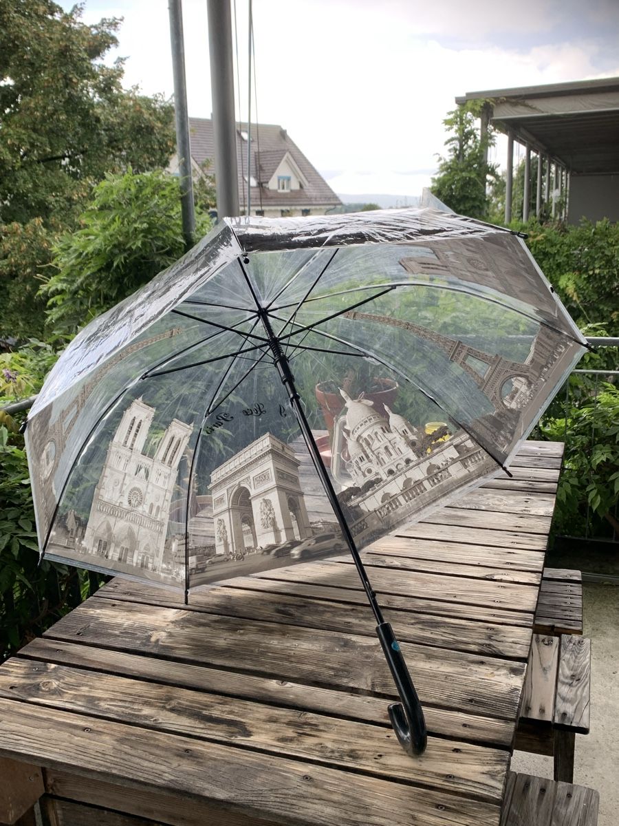 Ombrelli: Regenschirm durchsichtig mit Paris-Motiven – Usato da Uster venduto da Flummi 3