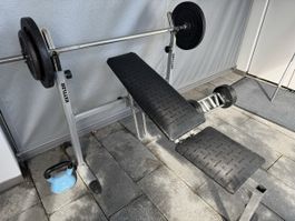 Hantelbank Kettler mit Hantelset und Gewichten