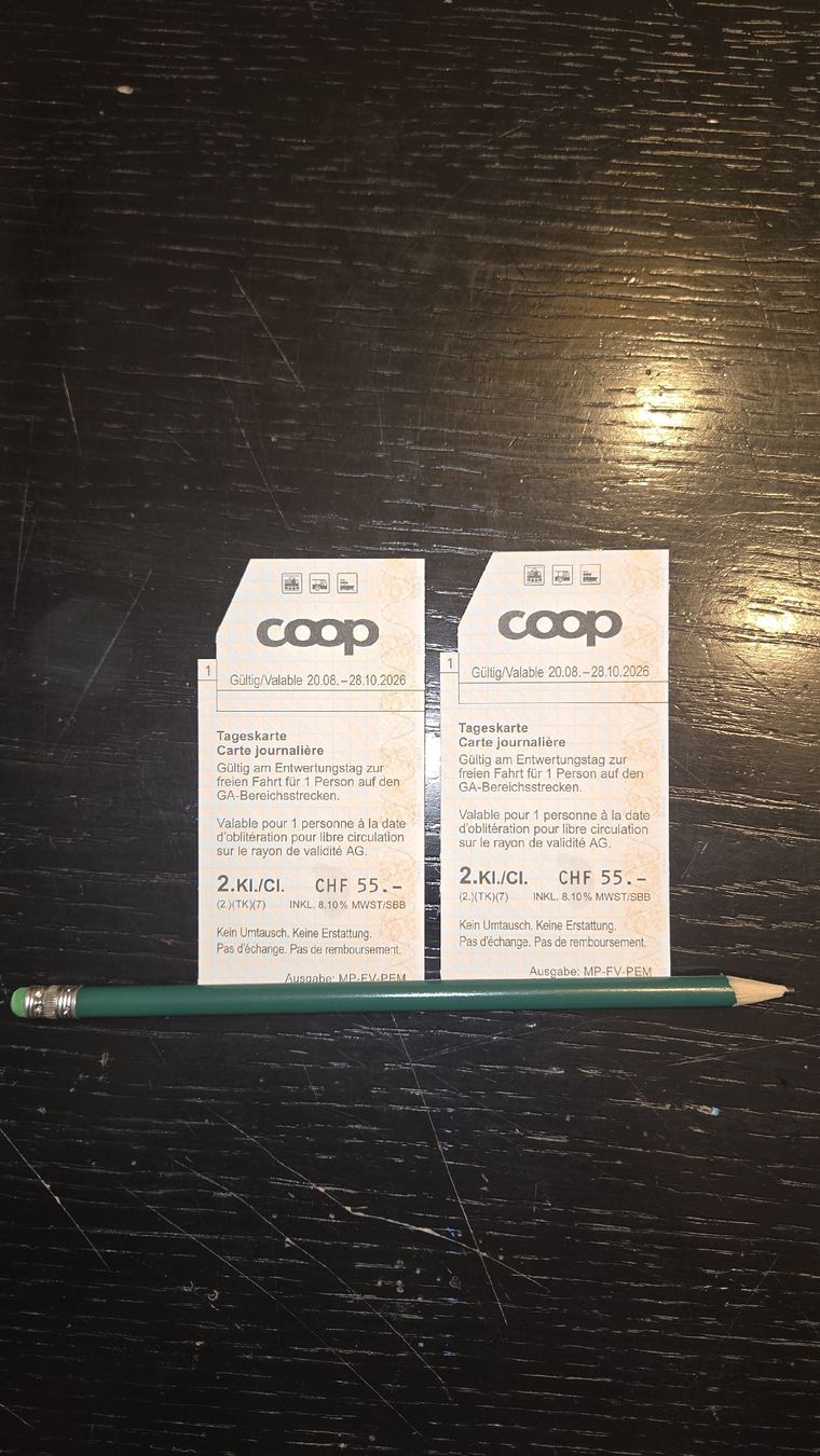 Billets: 2 Tageskarten SBB – Neuf (Voir description) à Villmergen par Anomar777