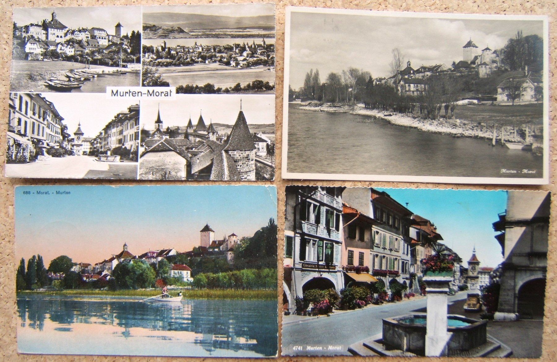 Cartoline postali: 4 AK MURTEN / MORAT 1933 / 1948 – Usato da Brunnen venduto da Nonne04
