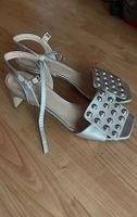 Chic Sandali di pelle naturale argento-con bottoni-39.5/40