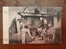 Ansichtskarten "Am offenen Herdfeuer im Tessin"  1891