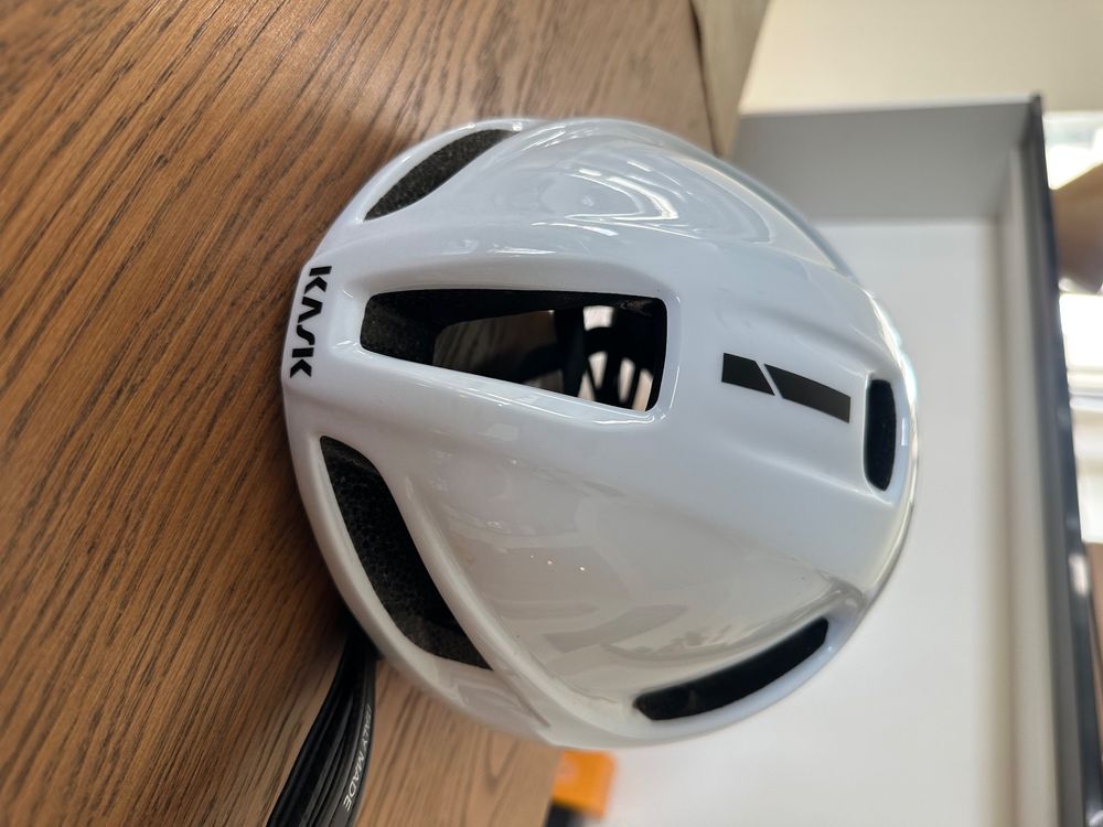 Casque Aérodynamique Kask Mistral Aero TT – Blanc/Argent – Taille M – Neuf