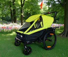 3in1 Veloanhänger für 2 Kinder mehrteilig GELB/SCHWARZ NEU