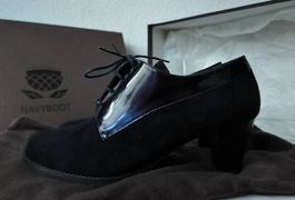 Schwarze Navyboot Leder Damenschuhe Gr. 37