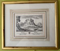 Kupferstich Schloss Yberg Abtei St. Gallen gerahmt