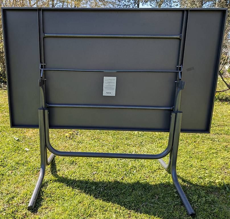 Tische: table Schaffner pliante en métal, dimensions 140 x 80 cm – Gebraucht aus Chêne-Bougeries von Blutchi 2