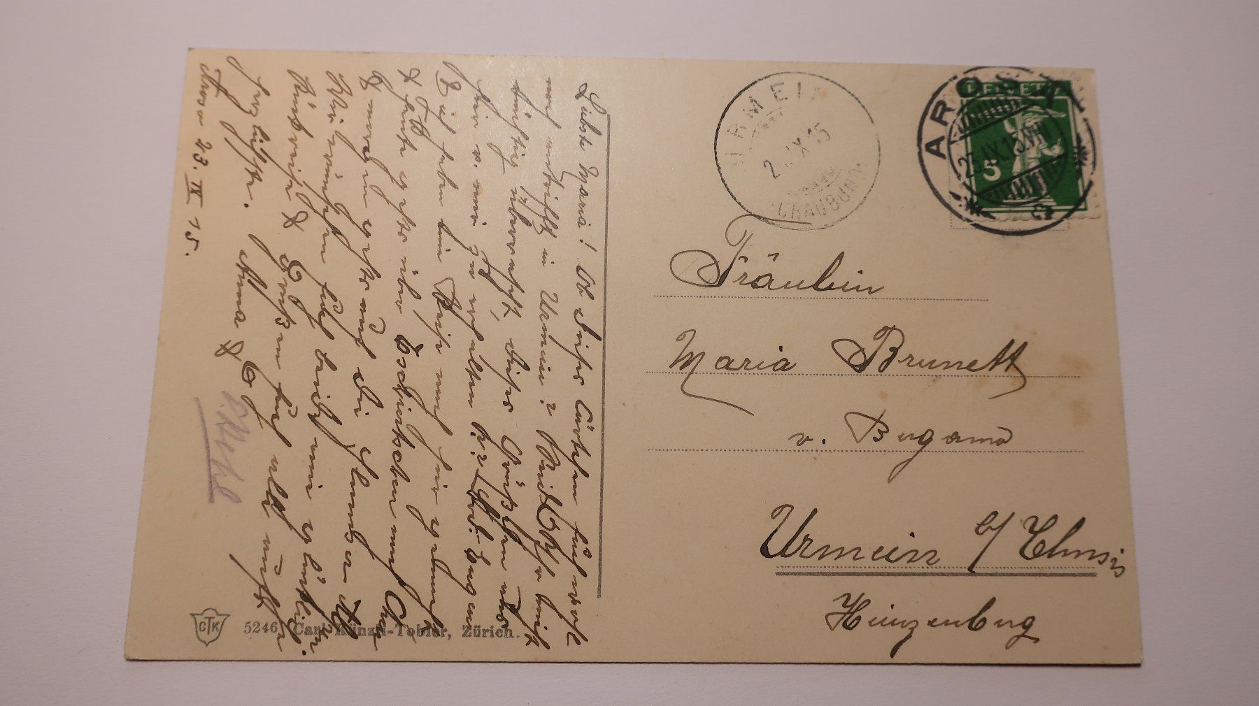Ansichtskarten: Arosa 1915 – Gebraucht aus Cormoret von Pascalll2001 2