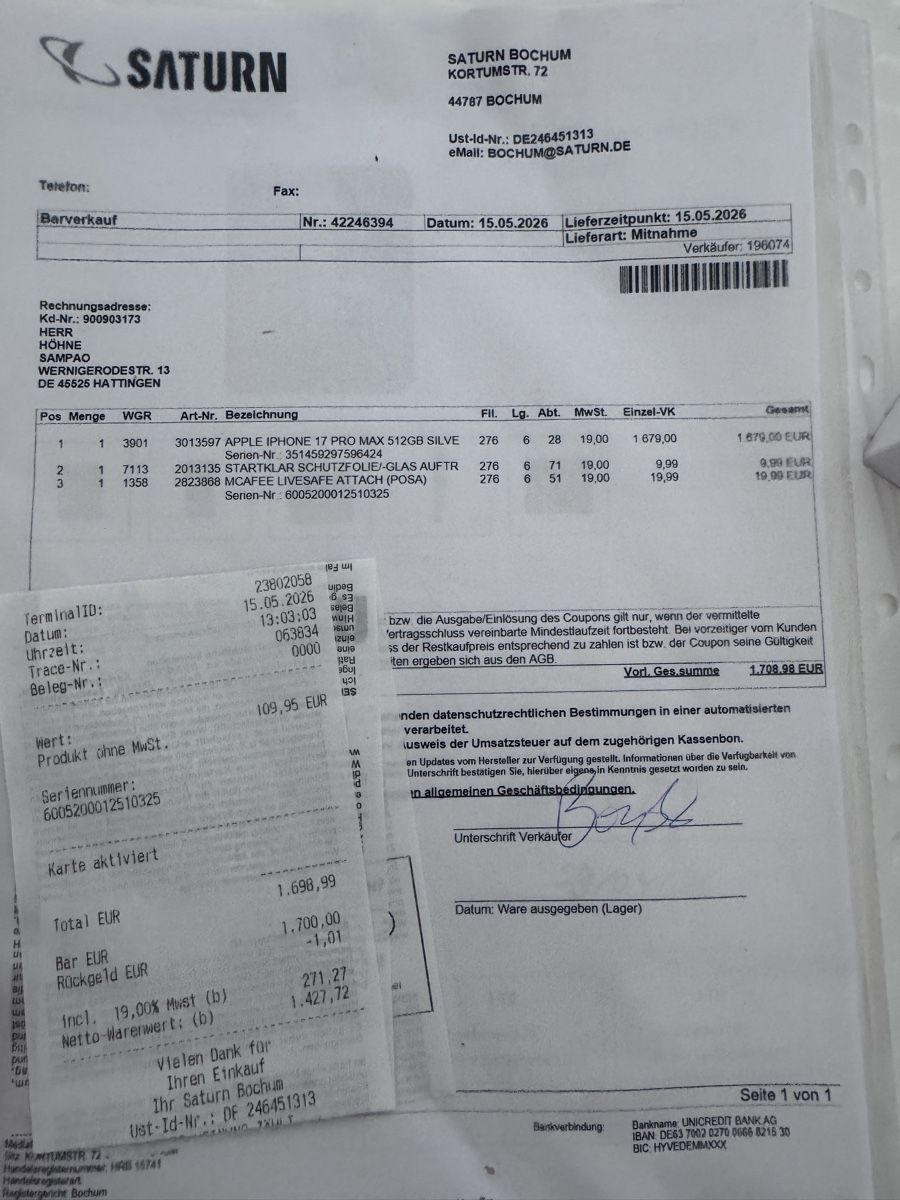 Apple Telefoni cellulari / Smartphones: iPhone 17 Pro Max 512 gb NEU – Nuovo (secondo la descrizione) da Gränichen venduto da pra_62ts 3