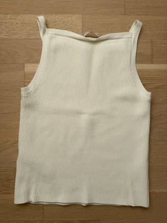 Abercrombie & Fitch Ribbed Square-Neck Crop Tank Top | Cream