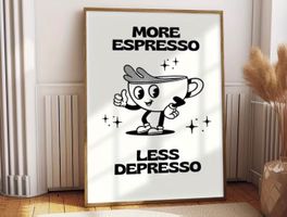 Kaffee Espresso Poster Leinwandbild 40x60cm (Rahmenlos)