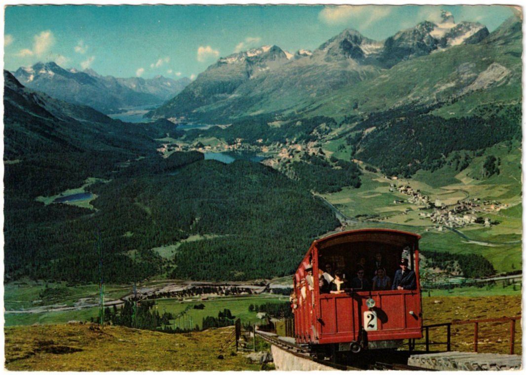 Ansichtskarten: St. Moritz - Standseilbahn Muottas Muragl – Gebraucht aus Binningen von Mountainrider